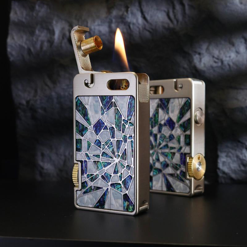 Mechanical design kerosene lighter geometric pattern metal body