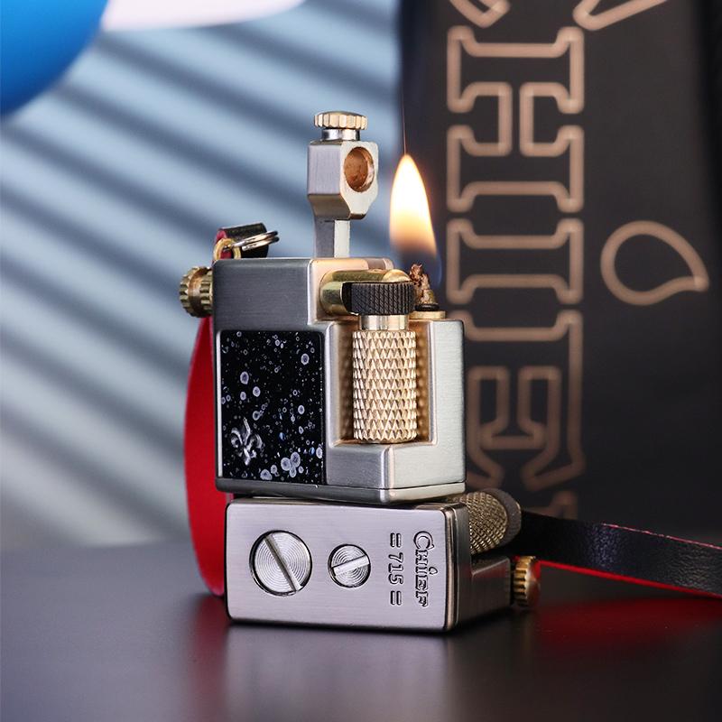 Retro mechanical design kerosene lighter mini compact full metal body